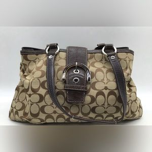 Coach brown signature canvas shoulder bag